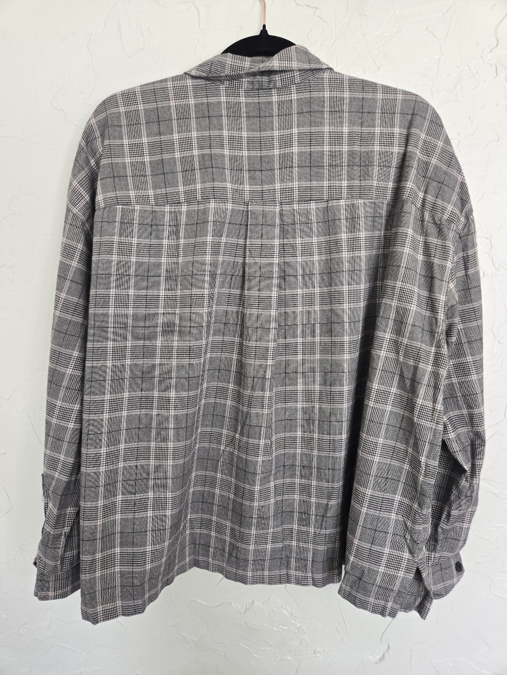 Madewell Plaid Gray Black Loose Button Up Top, XL - Picture 8 of 12